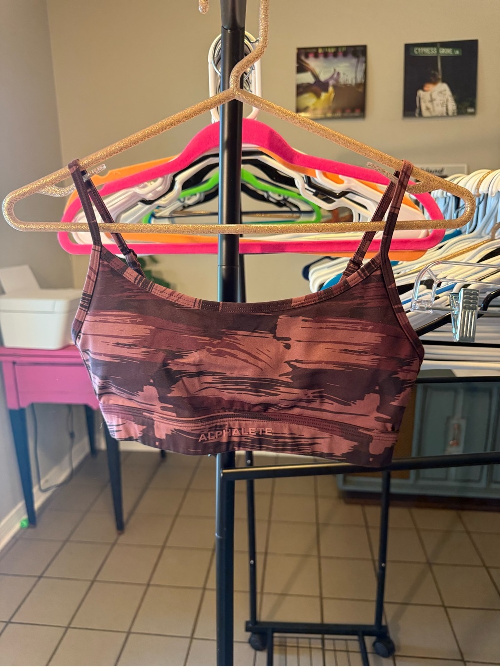 Alphalete Brown Camo Slim-Strap Sports Bra